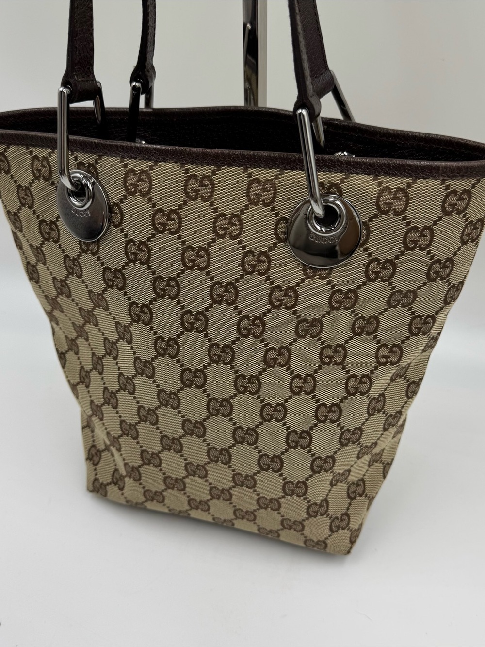 Gucci Beige & Brown GG Canvas Shoulder Tote - Picture 3 of 11
